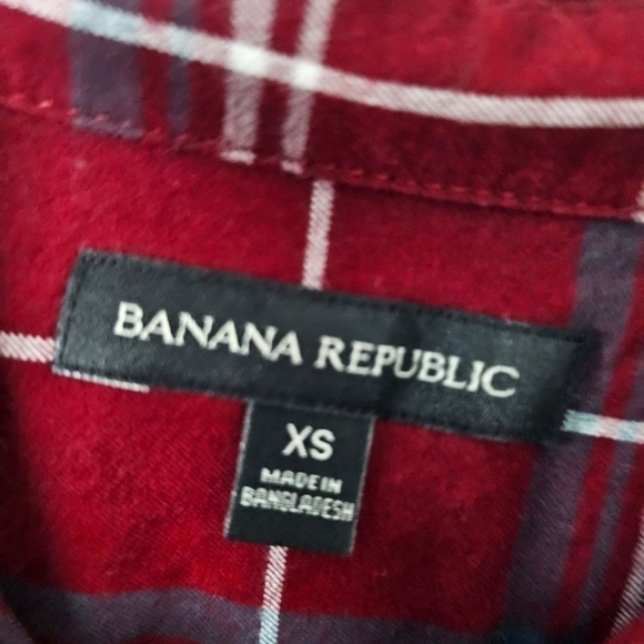 Banana Republic Shirt Womens XS Plaid Button Up Pockets Long Sleeve Red … - Picture 7 of 8